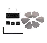 Fcuajdkq 6 púas de guitarra de acero inoxidable, color plateado con tuerca de bloqueo de cuerda de metal de 42 mm, color negro