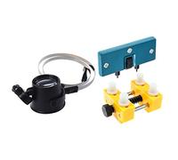 Fcuajdkq Abridor ajustable para reloj, de presión, herramienta de reparación de , herramienta de reparación de caja de reloj, herramienta de soporte de reparación y lupa iluminada de 15