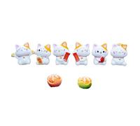 Fcuajdkq Adornos de Gatos de la Suerte, Juego de Figuras de 8 Piezas de Gatos de la Riqueza, Modelo de Resina de Gatito en Miniatura de la Fortuna, Adorno para Escritorio