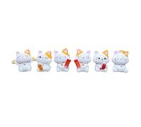 Fcuajdkq Adornos de Gatos de la Suerte, Juego de Figuras de Gatos de la Riqueza, 6 Uds., Modelo de Resina de Gatito en Miniatura de la Fortuna, Adorno para Escritorio