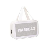 Fcuajdkq Bolsa de aseo portátil esmerilada impermeable para cosméticos, bolsa de almacenamiento de maquillaje de viaje, 30 x 10 x 21 cm, color , White