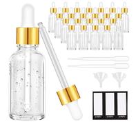 Fcuajdkq Botella Cuentagotas de Vidrio, Paquete de 24 de Vidrio Transparente Vacías con 2 Embudos y 2 Pipetas Largas, Cuentagotas de 30 Ml