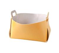 Fcuajdkq - Caja de almacenamiento de piel, bandeja de almacenamiento de oficina, llaves y artículos , maquillaje, lápiz labial, dispositivo de almacenamiento portátil, color amarillo