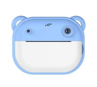 Fcuajdkq Cámara de impresión para niños 1080P, cámara dual de 240 MP, cámara imprimible de un solo toque con 2 rollos de papel de impresión de 57 x 25 mm, color azul