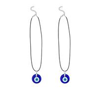 Fcuajdkq - Collar con colgante de ojo azul de cristal y piel, cadena de cuerda, protección turca, collar para mujer, fácil de instalar y usar