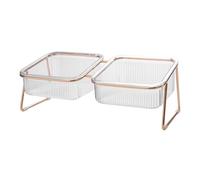 Fcuajdkq - Cuenco doble transparente para mascotas, cuenco para gatos de pie alto, bebida, comida para gatos con soporte, alimentador elevado, suministros de cuenco para perros
