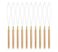 Fcuajdkq Enhebrador de Agujas con de Madera para Extensiones de Cabello, Gancho de Tracción para Enhebrar Agujas, Enhebrador de Cuentas para Extensiones de Cabello