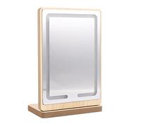 Fcuajdkq Espejo de cortesía de madera portátil rotación ángulo ajustable 90 ° USB prensa de carga espejo de maquillaje de pantalla