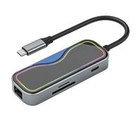 Fcuajdkq EstacióN de Acoplamiento Tipo C 7 en 1 Puerto de Red Gigabit EstacióN de Acoplamiento HUB Extensor de Concentrador Divisor USB3.0