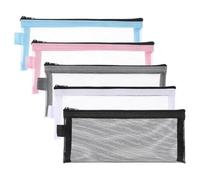 Fcuajdkq Estuche para Lápices 5 Piezas, Estuche Transparente para Lápices Examen, Estuche Nailon con Cremallera, Estuche para Cosméticos, Estuche para Guardar Artículos Papelería