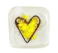 Fcuajdkq - Ficha de bolsillo de cristal con tarjeta de corazón, regalo de recuerdo - tarjetas de bolsillo de recuerdo de cristal fundido, ficha de bolsillo en forma de corazón amarillo 4 x 4 cm