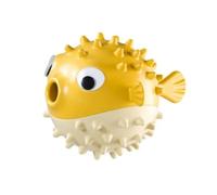 Fcuajdkq Fuga de perro Bola de comida en forma de pescado, resistente a las picaduras molares, bola de limpieza de dientes de perro, juguete para masticar fugas de comida amarillo