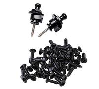 Fcuajdkq Juego de 2 accesorios: 1 juego de 2 clavijas de bloqueo de correa de guitarra y 1 juego de 50 tornillos para guitarra y bajo para golpeadores de placas de arañazos, color negro