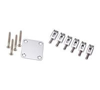 Fcuajdkq Juego de 2 accesorios para guitarra eléctrica: 1 juego de placa de cuello con tornillos y 1 juego de sillines de puente plano