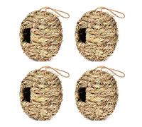 Fcuajdkq - Juego de 4 nidos de pájaros para colgar al aire libre, con forma de bola, tejido a mano, césped, natural, ideal para jardín, terraza