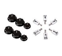 Fcuajdkq Juego de 6 sillines planos para puente de guitarra eléctrica y 6 pomos de control de volumen para guitarra eléctrica de bajo jazz
