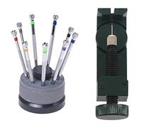Fcuajdkq Juego de 9 destornilladores de reparación de mesa base y 1 pieza de removedor de de eslabones de metal, ajustador, correa de reloj, correa de pulsera, Color de la imagen