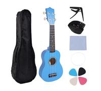 Fcuajdkq - Juego de ukelele de 21 pulgadas para principiantes, guitarra pequeña con 4 cuerdas, ukelele de tilo con clip para bolsa de transporte y 4 púas, azul, fácil instalación