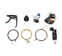 Fcuajdkq - Kit de accesorios de guitarra (1 conjunto, incluye mediadores, capóstrel, cuerdas de guitarra acústica, bobinadora de cuerda , pasadores de puente