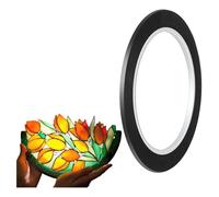 Fcuajdkq Líneas de plomo de PET negro para vidrieras tiras de plomo para vidrieras de 3 mm 216 pies para superficies de pintura en vidrio y ventana de galería