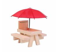 Fcuajdkq - Mesa de picnic con paraguas, comederos de ardilla de madera para exterior, comedero de tamias + estructura sólida B fácil de usar