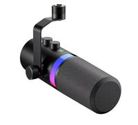 Fcuajdkq Micrófono RGB para juegos, micrófono dinámico, USB/XLR con cancelación de ruido, micrófono de modo dual, micrófono de podcast, fácil de instalar