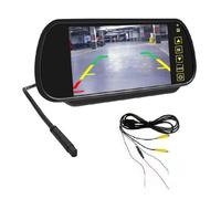 Fcuajdkq Monitor de Espejo LCD para Coche de 7 Pulgadas, Pantalla de Estacionamiento, 2 Entradas AV, Asistencia de VisualizacióN AutomáTica para CáMara de VisióN Trasera y Marcha AtráS