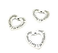 Fcuajdkq Pack de 10 colgantes de aleación de plata , como decir que yo sin ti en forma de corazón DIY mensaje amuletos colgantes para la fabricación de pulseras y collares