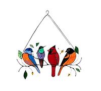 Fcuajdkq Pájaros Multicolores en 1 Alto Vidriera Atrapasueños Panel de Ventana, Sería de pájaros Adornos Colgante DeCor a -4 Pájaros