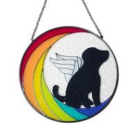 Fcuajdkq - Paneles de cristal pintados en forma de perro de luna, con colgante de pared, acrílico, para dormitorio, sala de estar, balcón y fácil de usar