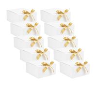 Fcuajdkq Paquete de 10 cajas de regalo blancas con tapas, caja de propuesta de padrinos de boda de 8 x 8 x 4 pulgadas, caja de regalo negra de lujo con cinta para caja de boda