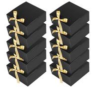 Fcuajdkq Paquete de 10 cajas de regalo negras con tapas, caja de propuesta de padrinos de boda de 8 x 8 x 4 pulgadas, caja de regalo negra de lujo con cinta para caja de boda