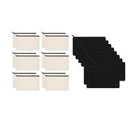 Fcuajdkq Paquete de 12 bolsas de lona con cremallera con 10 bolsas de lona con cremallera, bolsas de maquillaje de lona, estuche para lápices, bolsas de manualidades en , y negro