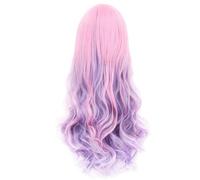 Fcuajdkq Peluca de Cosplay Ondulada Larga ArcoíRis, Fibra Resistente Al, Pelo SintéTico Natural, Peluca de Cabeza, Peluca de Fiesta Ombre 70Cm
