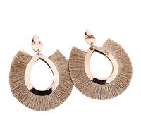 Fcuajdkq Pendientes colgantes con flecos bohemio con borlas grandes pendientes para mujer marrón, Aleación + alambre