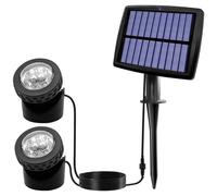 Fcuajdkq - Proyectores solares de estanque, luces LED bajo solar con iluminación de proyector de paisaje bajo impermeable de doble cabeza A