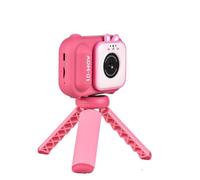 Fcuajdkq S11 - Cámara infantil con soporte de mano de 48 MP HD de doble lente con soporte de foto y video, cámara multifuncional fija, color rosa
