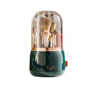 Fcuajdkq Soporte Multifuncional para Brochas de Maquillaje Giratorio de 360°, Organizador de CosméTicos de Escritorio PortáTil para Maquillador-Verde Oscuro