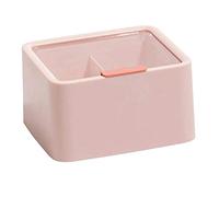Fcuajdkq - Soporte para maceta de caja de contenedor de almacenamiento de plástico con 2 ranuras con tapa para algodón, bolas, pinzas de maquillaje (rosa)
