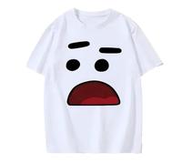 FCVesdxa44 Minimalist Block-Shaped Eyes_Eyebrows, and an exaggeratedly Large Red Open Mouth t Shirt White L