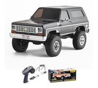 FCX24 FMS 1/24 K5 Chevy Blazer RC Crawler Licencia Oficial, Mini RC Car Pick Up Truck & SUV 2 en 1, 4WD 8km/h Interruptor de 2 velocidades, modelo RC todoterreno con luces LED para adultos (negro)