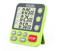 FCXJTU Temporizador digital de cocina triple doble, temporizador de memoria de 3 canales, temporizador de cocción de pantalla grande, alarma de volumen fuerte y luz intermitente con parte trasera
