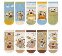 FCXVXCL Capybara Calcetines 10 Pares Niños Calcetín Dibujos Animados Calcetín Suave y Transpirable Calcetines de Algodón Coloridos Estampados Regalo Para Niña e Niño 5-8 Años