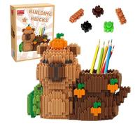 FCXVXCL Capybara Soporte Bloques Construcción Capybara Abraza el Árbol Mini Bloques de Construcción Juego Bloques Adorable Decoración de Escritorio Regalo para Niñas y Niños