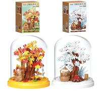 FCXVXCL Casa Árbol Bonsai Cerezo Plástico 2 Piezas Bloques Construcción Casas Árboles Juegos de Bloques Construcción con Cúpula Kit de Árbol Bonsái Artificial Regalo Creativo