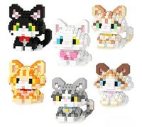 FCXVX ato Bloques de Construcción, 6PCS Gato Mini Building Blocks Micro Construcciones Mini Bloques Modelo 3D Puzzle Bloque de Construcción Figuras Regalo para Regalo de Cumpleaños