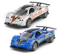 FCXVXCL Modelo de Coche 2 Piezas Fundida a Presión Coche Juguete Aleación Función Retroceso con Puertas Abatibles y Neumáticos de Goma Mini Vehículo Juguete Regalo para Niños Azul