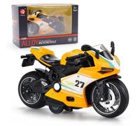 FCXVXCL Motocicleta Modelo Proporción 1: 12 Mini Motocicleta Juguete Aleación Racing Modelo Colección Artesanía Decoración De Motor Coche Juguete Regalo De Cumpleaños del Niño Amarillo