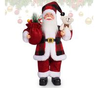 FCXVXCL Muñeca de Papá Noel Figura de pie de Papá Noel con Larga Barba y Bolsa de Regalo Mini Ornamento Muñec para Ventana Chimenea Fiesta Decoración Navidad Regalo 30 CM