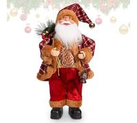 FCXVXCL Muñeca de Papá Noel Figura de pie de Papá Noel con Larga Barba y Bolsa de Regalo Mini Ornamento Muñec para Ventana Mesa Chimenea Fiesta Decoración Navidad Regalo 30 CM